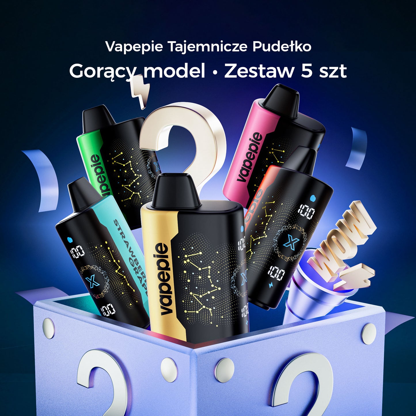 💎 5-CZĘŚCIOWY PUDEŁKO NIESPODZIANKA – VAPEPIE 25000 PUFFS